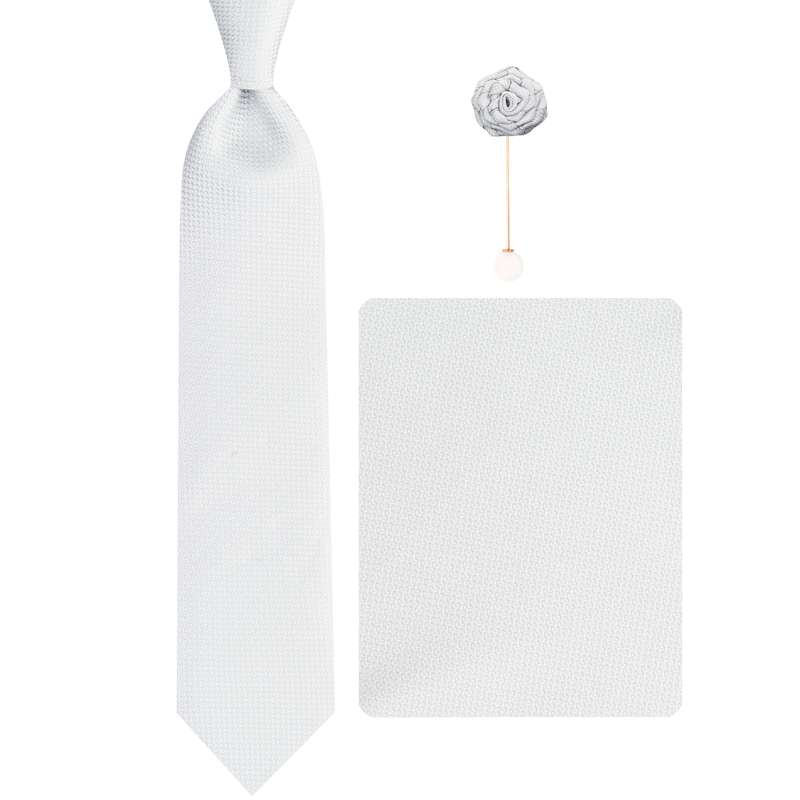 ست کراوات و دستمال جیب و گل کت مردانه جیان فرانکو روسی مدل GF-PA590RE-GR