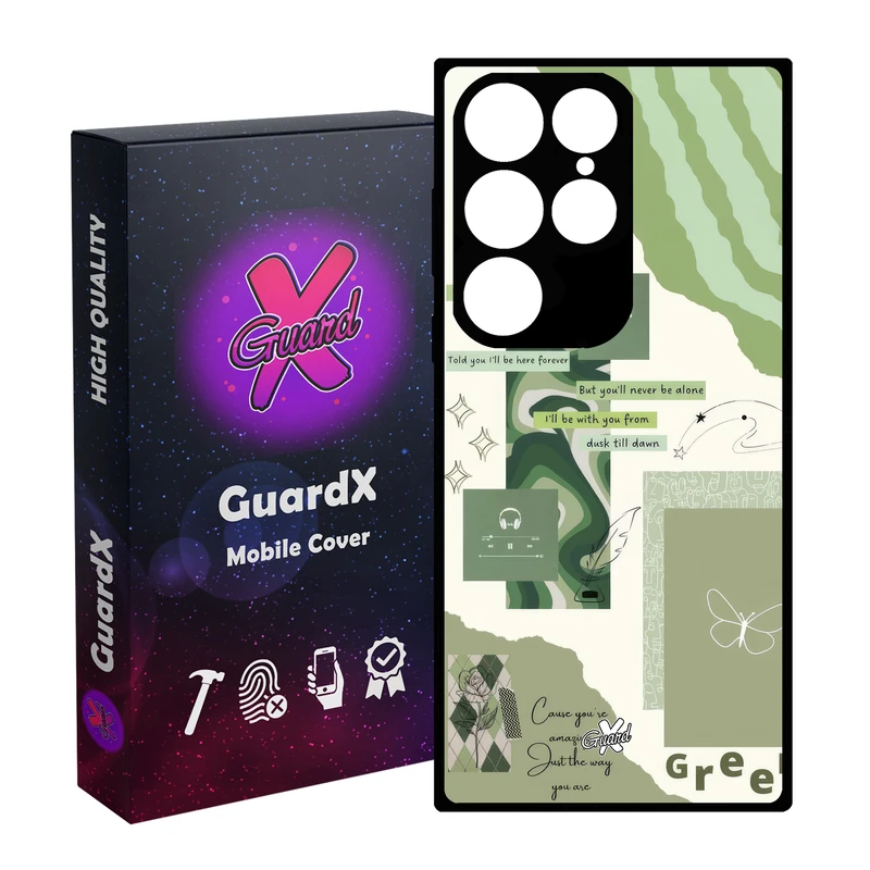 کاور گارد ایکس طرح سبز مدل Glass10650 مناسب برای گوشی موبایل سامسونگ Galaxy S24 Ultra