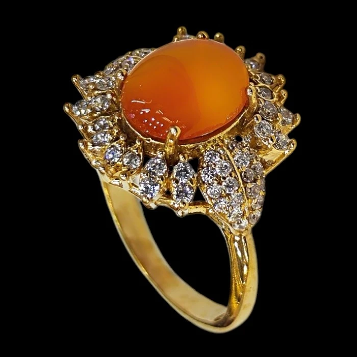 انگشتر زنانه مدل سنگ عقیق یمنی کد ۶۶۰۰