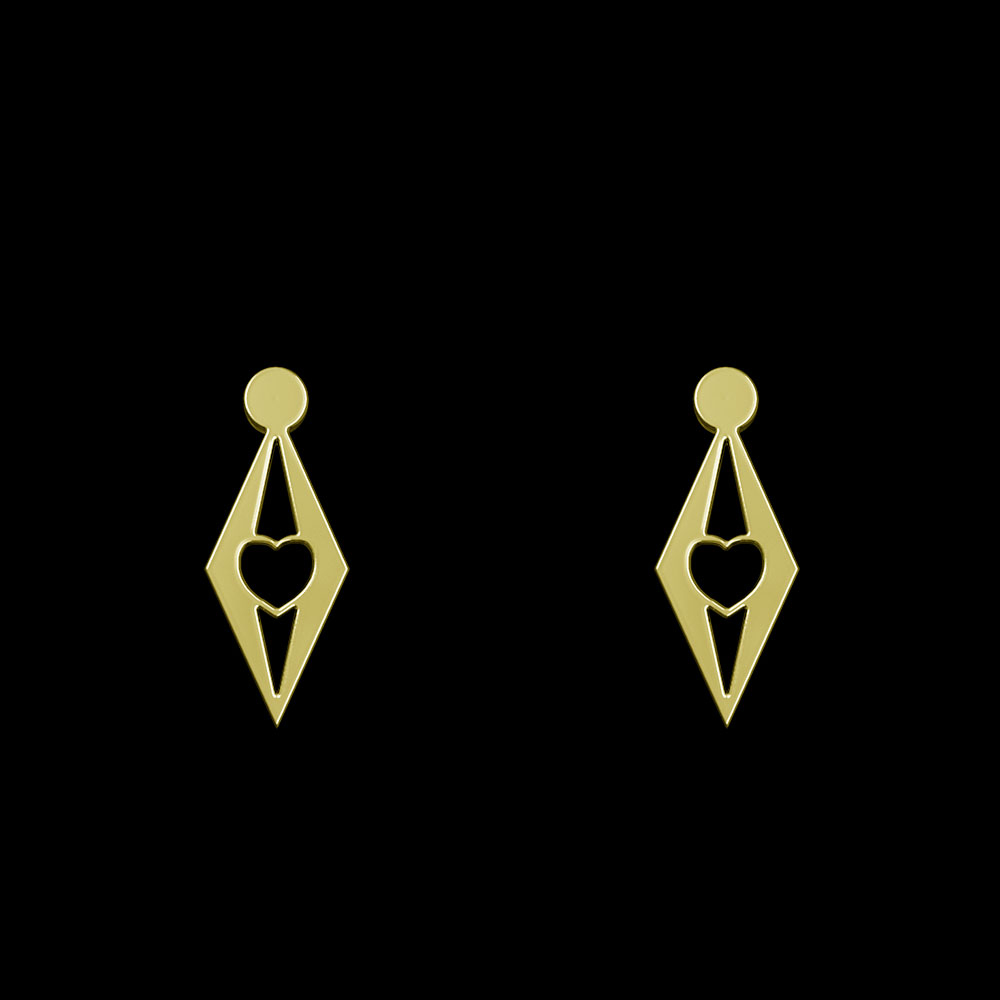 گوشواره طلا 18 عیار زنانه مدوپد مدل لوزی و قلب کد GA1-10178