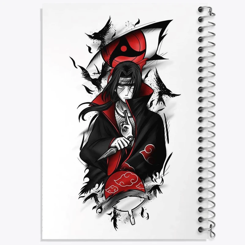 دفتر ژورنال نویسی 50 برگ خندالو مدل نقطه ای طرح انیمه ناروتو شارینگان کد 10565