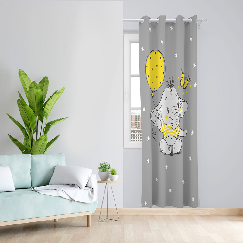 پرده مدل اتاق کودک مخمل پانچی طرح بچه فیل کد 4745 سایز 140x280 سانتی متر