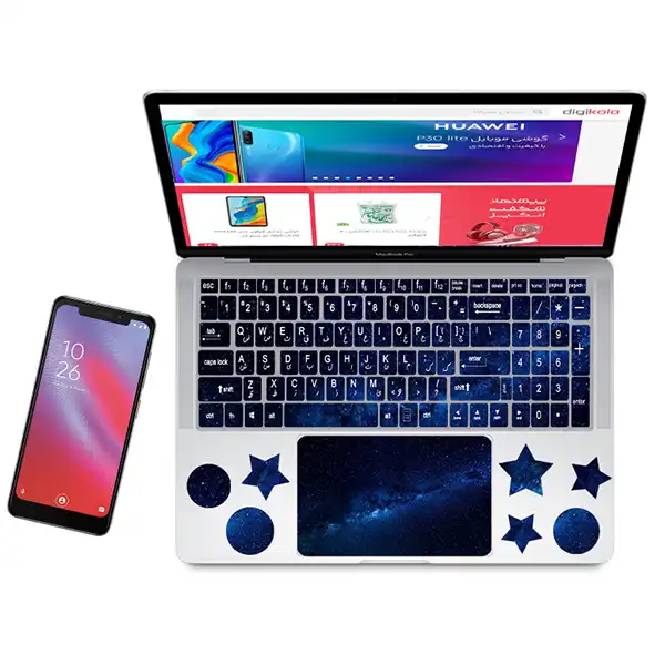 استیکر لپ تاپ راتیانا مدل sp_ace 14  مناسب برای لپ تاپ 15 تا 17 اینچ به همراه برچسب حروف فارسی کیبورد