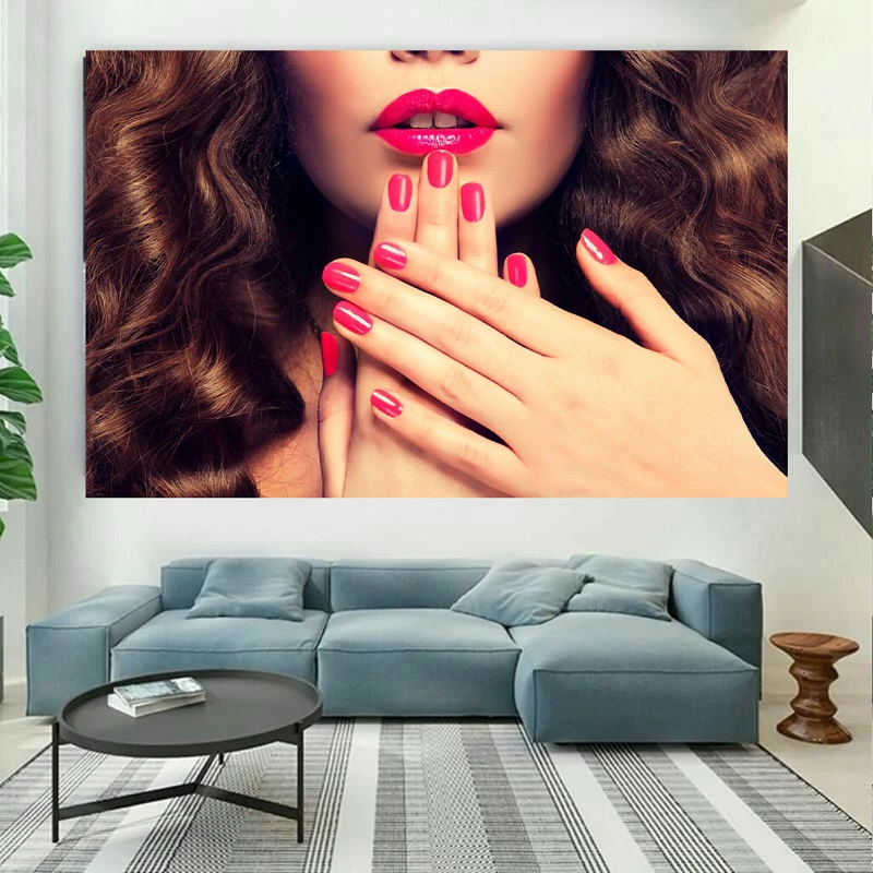 پوستر مدل بک لایت ارایشگاه زنانه طرح چهره و کاشت ناخن کد AR2460