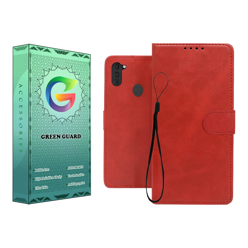 کیف کلاسوری گرین گارد طرح چرمی مدل Landing مناسب برای گوشی موبایل سامسونگ Galaxy A11 به همراه بند آویز