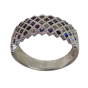 انگشتر نقره زنانه مدل آبکاری شده نگین اتمی