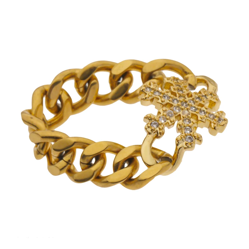 انگشتر زنانه مدل زنجیری و دونه برف نگین دار کد YG-60