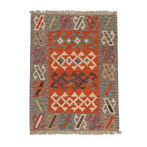 گلیم دستبافت یک و نیم متری مدل قشقایی کد 4030779 زمینه رنگارنگ