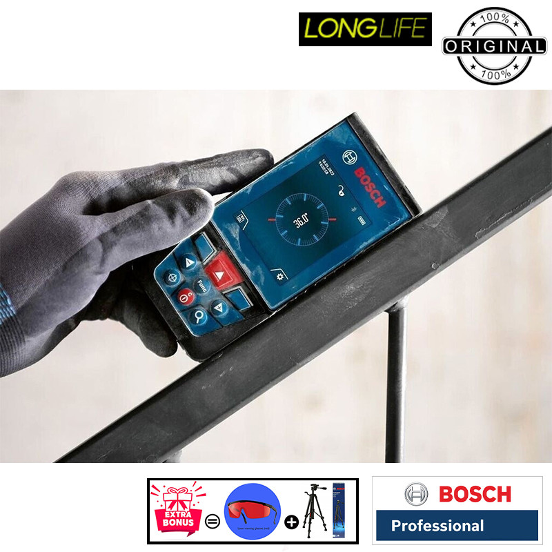 متر لیزری بوش مدل فوق حرفه ای دوربین دار GLM 100-25 C professional + BT150 + Red Glass Laser  برد 100 متر