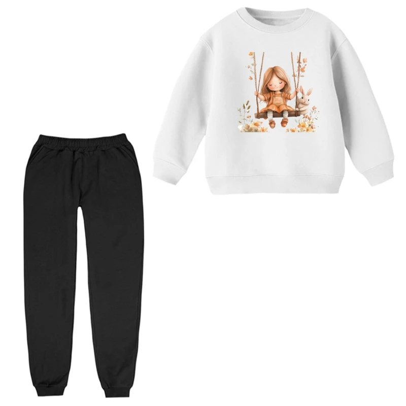 ست سویشرت و شلوار راحتی بچگانه مدل دخترک کد 11 