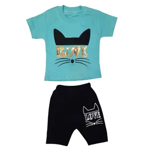 ست تی شرت و شلوارک دخترانه کد D5