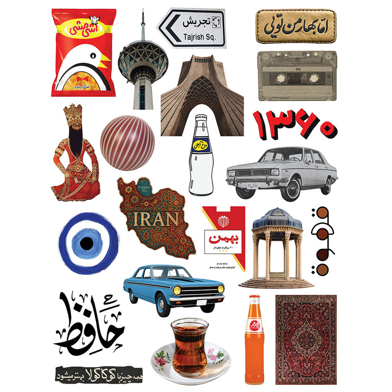 استیکر لپ تاپ و موبایل طرح نوستالژی کد N51003 مجموعه 22 عددی