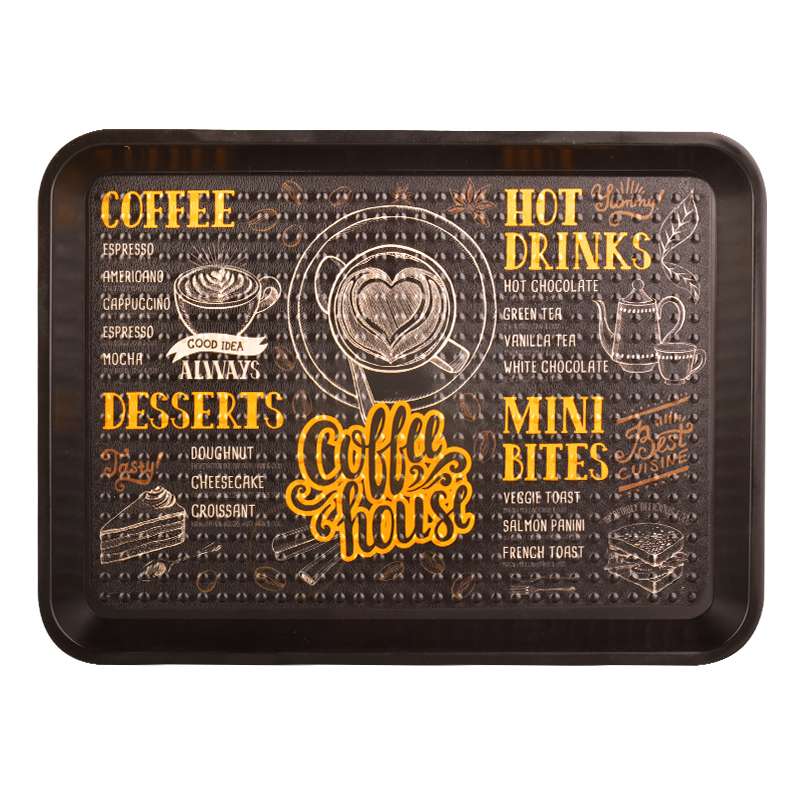 سینی بدون دسته طرح Hot Drinks سایز 26*20 سانتی متر