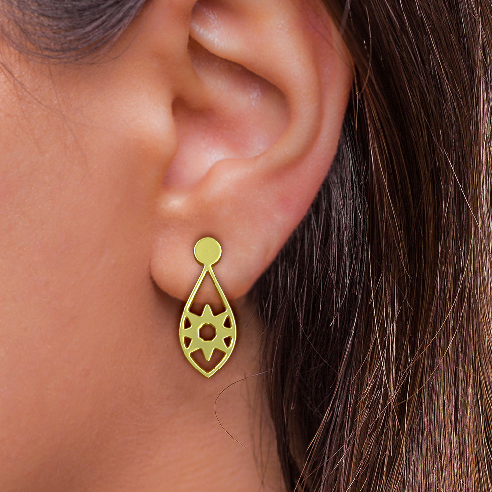 گوشواره طلا 18 عیار زنانه مدوپد مدل گل کد GA1-10826