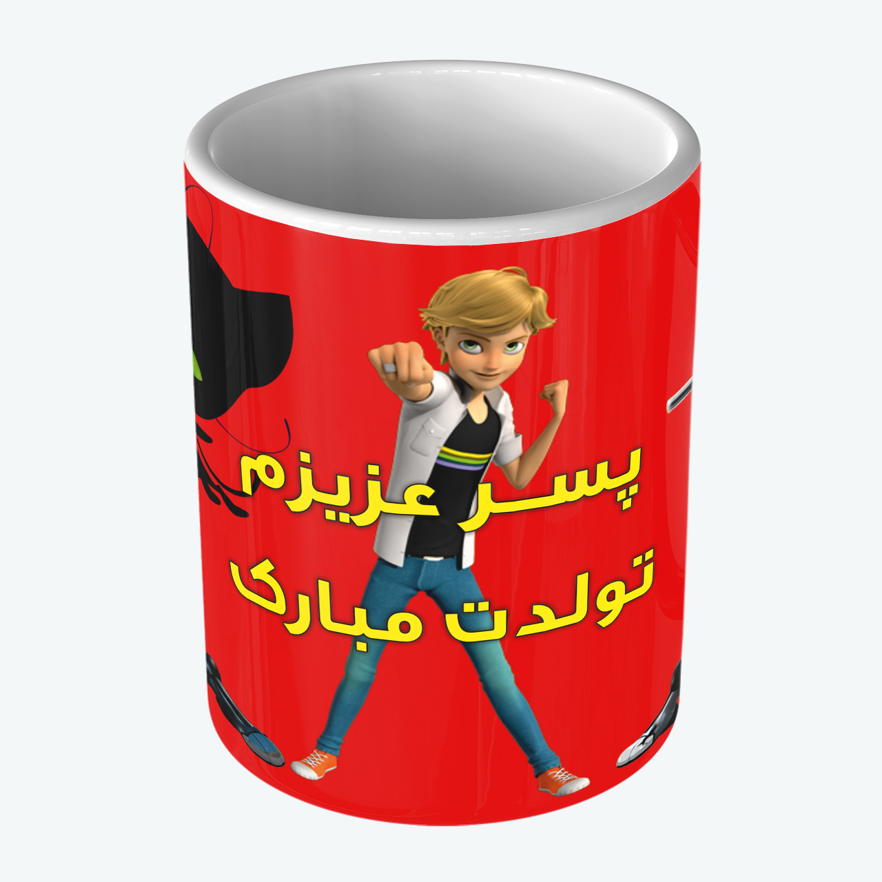 ماگ طرح تولدت مبارک مدل پسر گربه ای کد M088