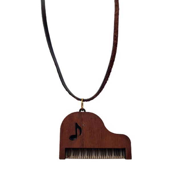 گردنبند زنانه مدل گره ای چوبی طرح پیانو کد NC046