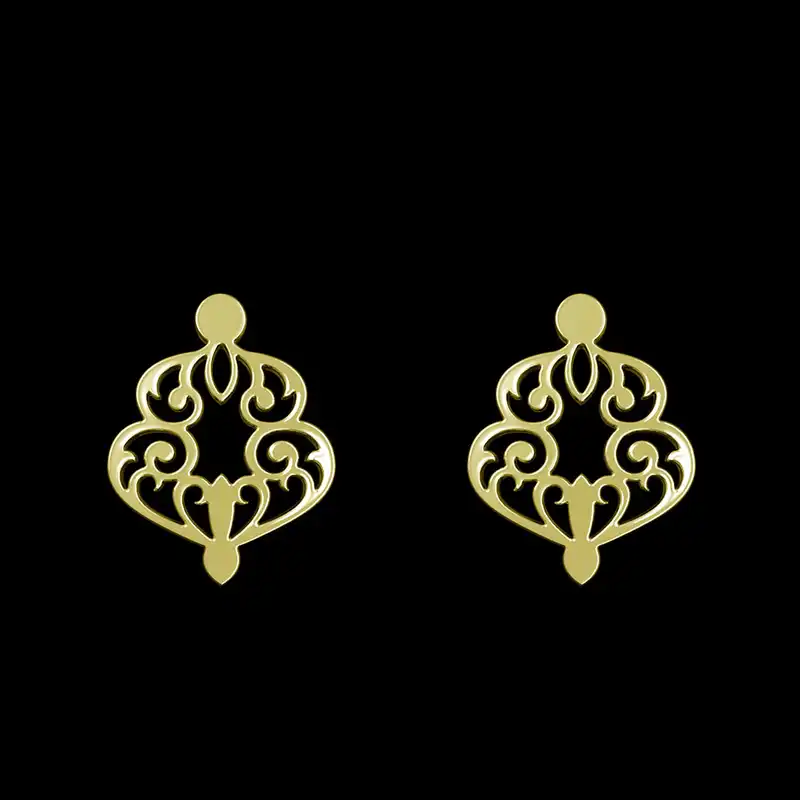 گوشواره طلا 18 عیار زنانه مدوپد مدل اسلیمی کد GA1-15243