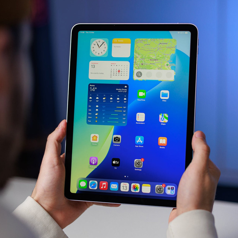خرید و قیمت تبلت 11 اینچ اپل مدل iPad Air 2026 M4 Wi-Fi ظرفیت 128 گیگابایت و رم 12 گیگابایت، رزولوشن دوربین اصلی ۱۲ مگاپیکسل، پشتیبانی از قلم و کیبورد