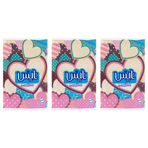 دستمال کاغذی جیبی 10 برگ نایس مدل قلب پارچه ای مجموعه 3 عددی