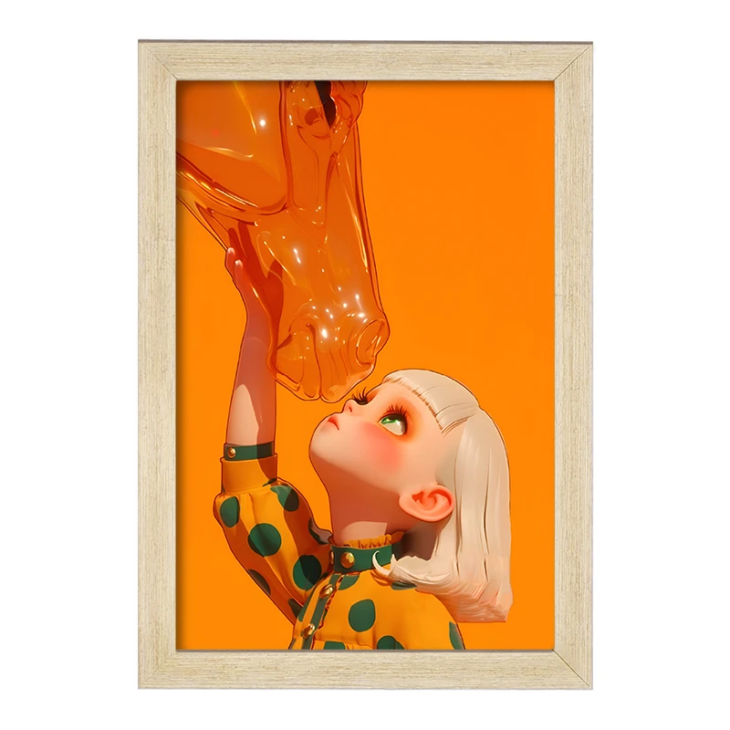 تابلو خندالو مدل دختر و اسب شیشه ای کد F10533