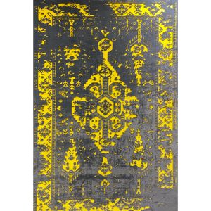 نقد و بررسی فرش ماشینی آنجل مدل پتینه مدرن طرح وینتیج 2018 زمینه زرد توسط خریداران