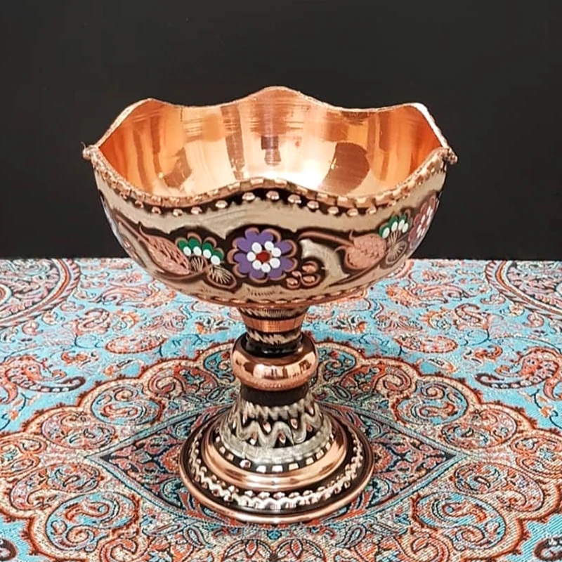 عکس شماره 2 : شکلات خوری میناکاری مسی طرح پایه دار کد 241