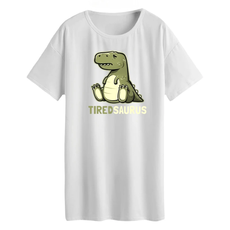 تی شرت لانگ زنانه مدل دایناسور خسته