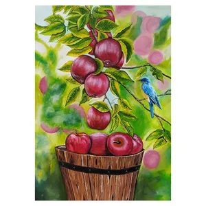 تابلو نقاشی رنگ روغن طرح باغ سیب