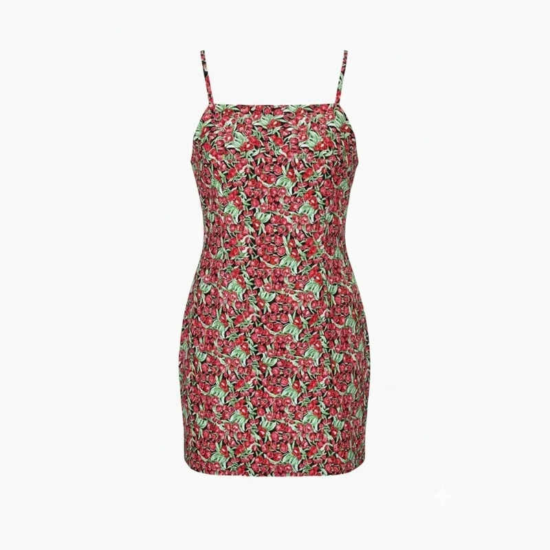 پیراهن یقه گرد زنانه مدل گل سرخ