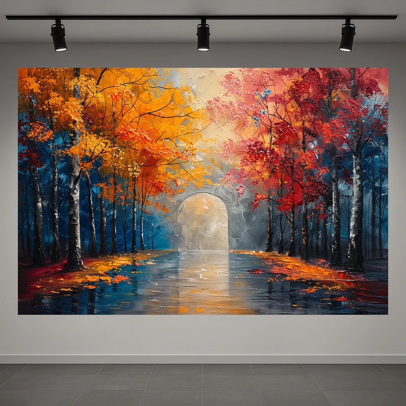 پوستر طرح مخمل نقاشی پیاده رو مدل پاییزی کد AR3059391