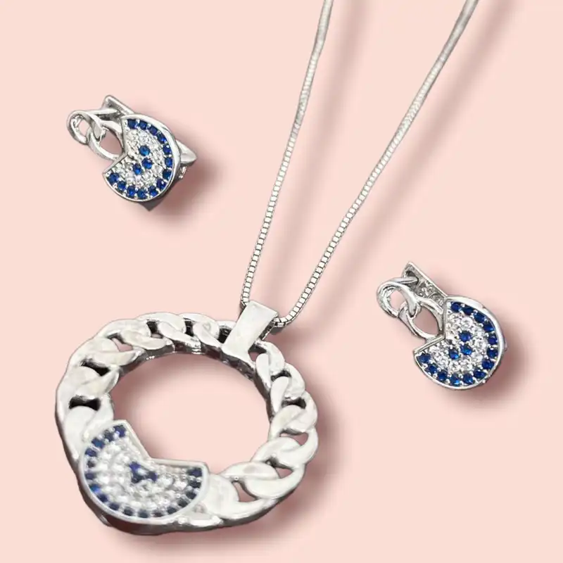 نیم ست نقره زنانه مدل چشم نظر 009