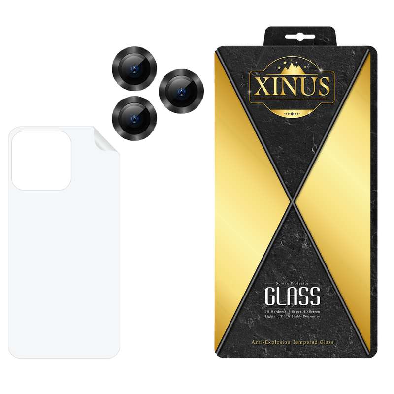 محافظ لنز دوربین ژینوس مدل 2RN مناسب برای گوشی موبایل اپل iPhone 13 Pro Max به همراه محافظ پشت گوشی