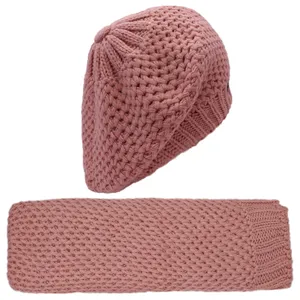 ست کلاه و شال گردن بافتنی مدل فرانسوی 423