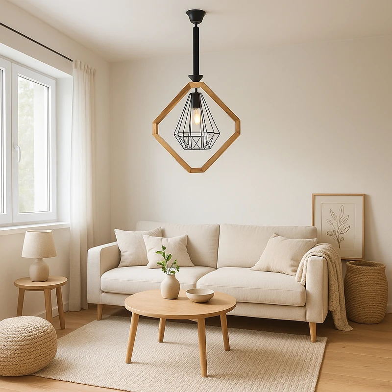 لوستر 1 شعله شاهان تک مدل wood11