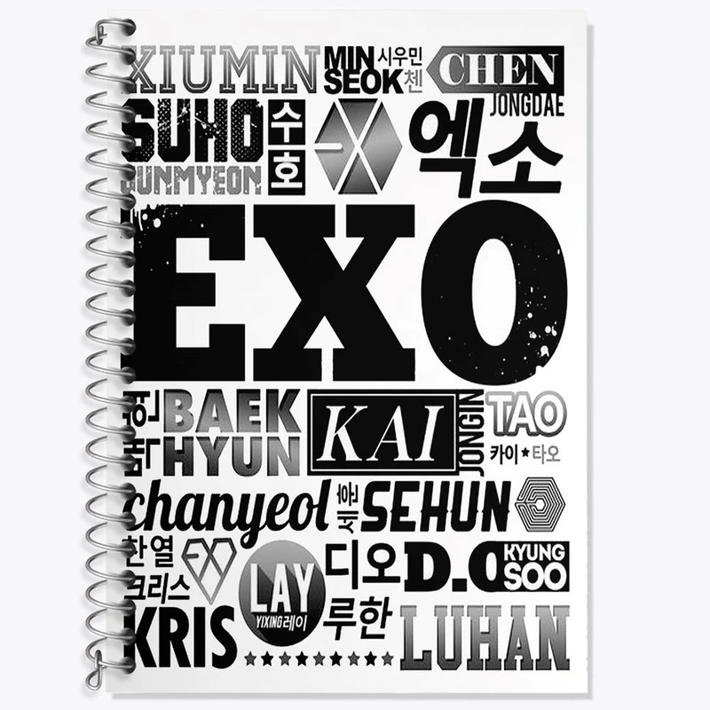 دفتر زبان 50 برگ خندالو مدل دو خط طرح گروه اکسو EXO کد 1030