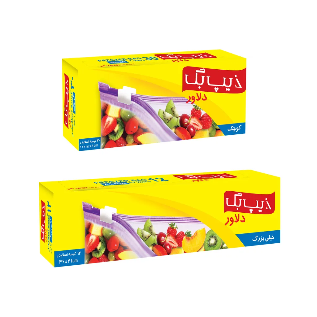 کیسه پلاستیکی زیپ دار زیپ بگ دلاور مدل 1230 بسته دو عددی