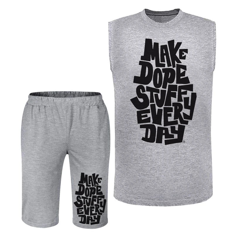 ست تاپ و شلوارک مردانه مدل تایپوگرافی A107