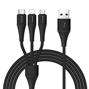 USB to MicroUSB / USB-C / Lightning Rock Converter Cable Model RCB0560 Length 1.2 meters
