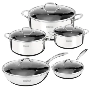 سرویس قابلمه و تابه استیل  10 پارچه هرموسا کوسینا مدل H10-C