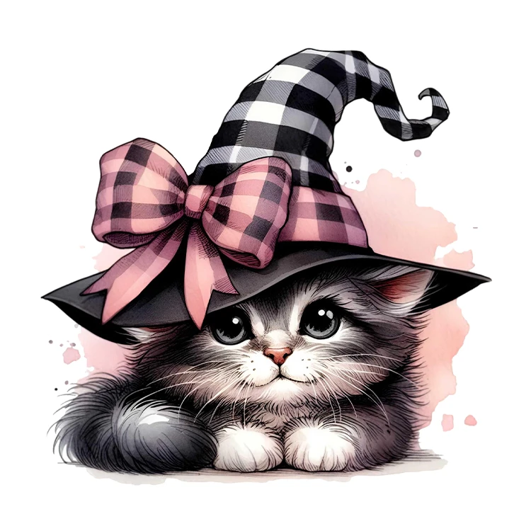 استیکر پارچه و لباس پاد آفرین مدل کارتونی کیوت گربه بامزه کد S3152