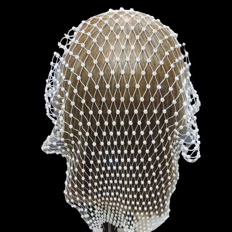 تل مو زنانه مدل آبشاری تور و نگین درشت کد AB004