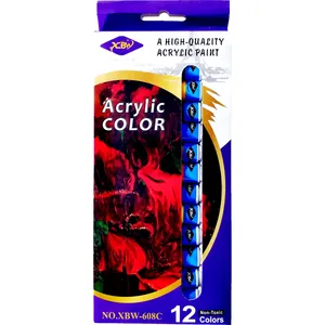 رنگ اکریلیک 12 رنگ شینبوون کد XBW-608C حجم 12 میلی لیتر