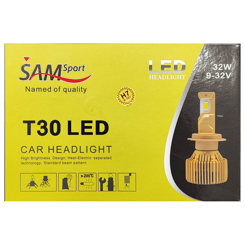 هدلایت سام مدل T30 پایه H7 مجموعه دو عددی