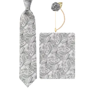     ست کراوات و دستمال جیب و گل کت مردانه جیان فرانکو روسی مدل GF-PA820-GR