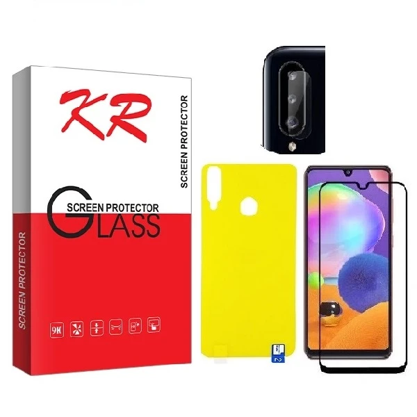 محافظ صفحه نمایش کی آر مدل FUL مناسب برای گوشی موبایل سامسونگ Galaxy A20s به همراه محافظ پشت گوشی و محافظ لنز دوربین