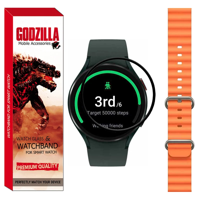 محافظ صفحه نمایش گودزیلا مدل GS-Ocean مناسب برای ساعت هوشمند سامسونگ Watch 4 44mm به همراه بند