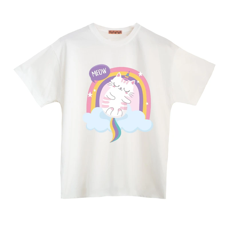تی شرت آستین کوتاه دخترانه مدل گربه
