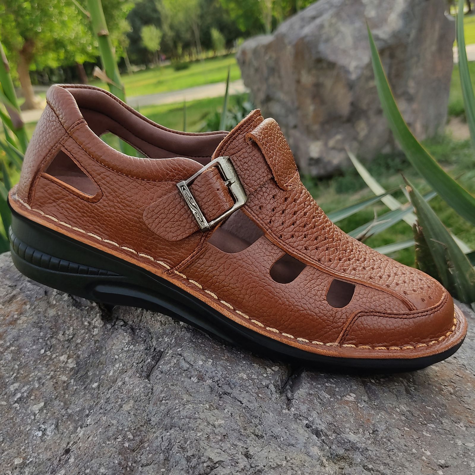 صندل مردانه چرم تبریز مدل ارتوپدیک -  - 3