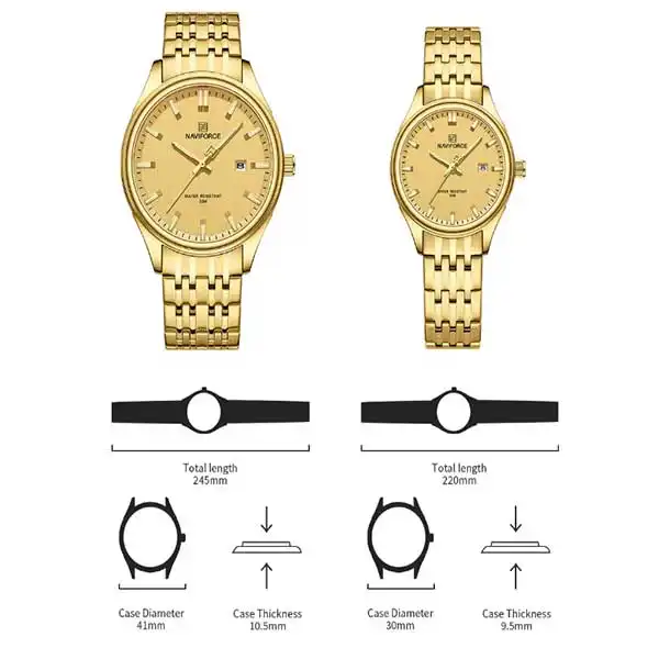 ست ساعت مچی عقربه ای زنانه و مردانه نیوی فورس مدل NF8039LG  GGG