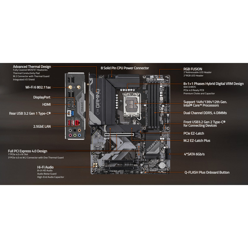مادربرد گیگابایت مدل Z790 GAMING PLUS AX (rev. 1.0)